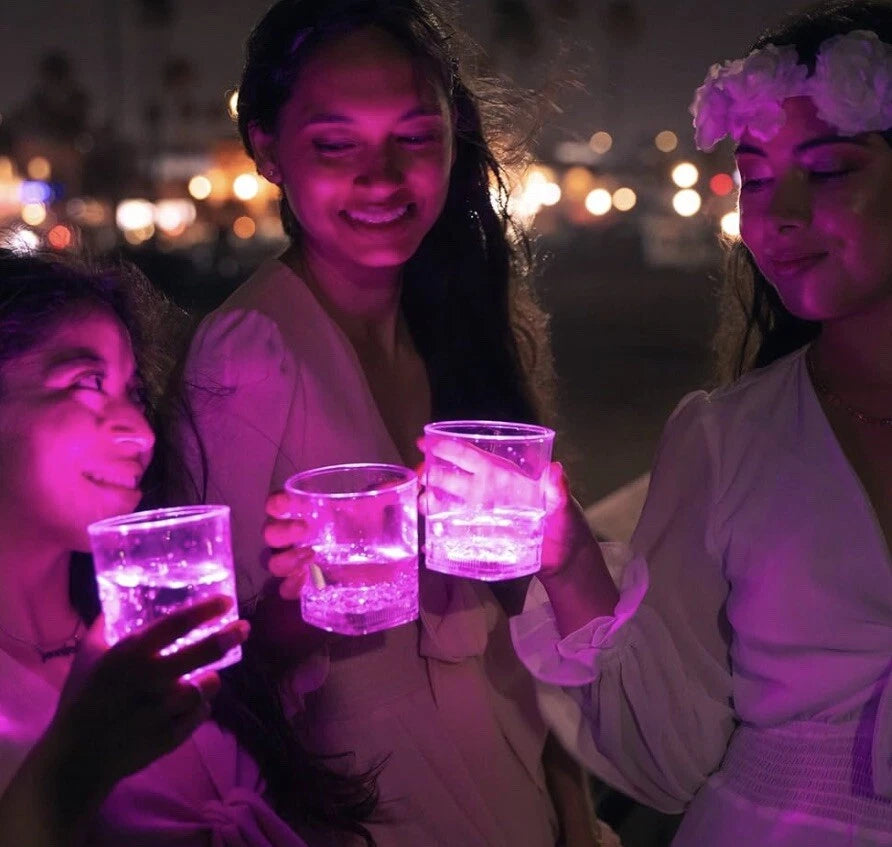 Pink Light Up 12.5 Oz Glasses Set of 6 Party Reusable Plastic Cups LED Flash NIB | eBay