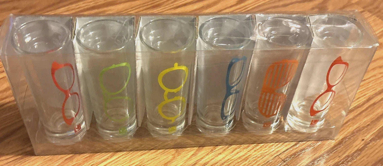 Set Of 6 Multicolored Eyewear Glasses Drinking Shot Highball Style Glassware | eBay