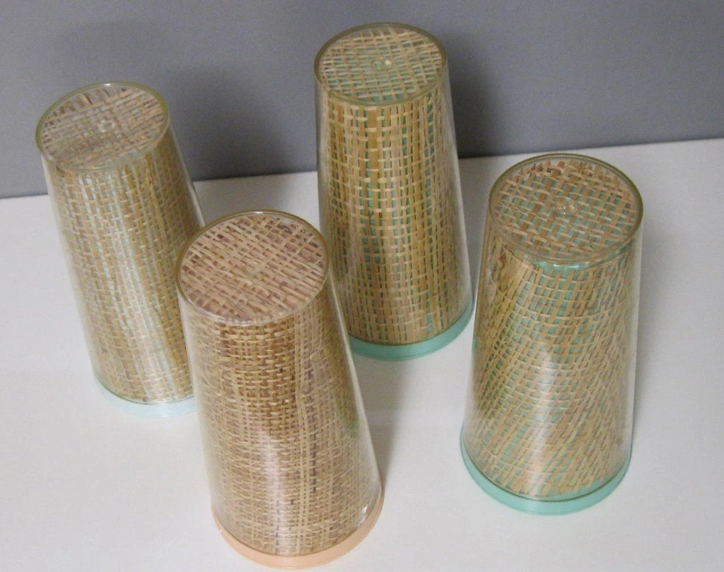 Raffia Ware Melmac Burlap Insulated Rattan Melamine Vintage DRINKING GLASSES SET | eBay