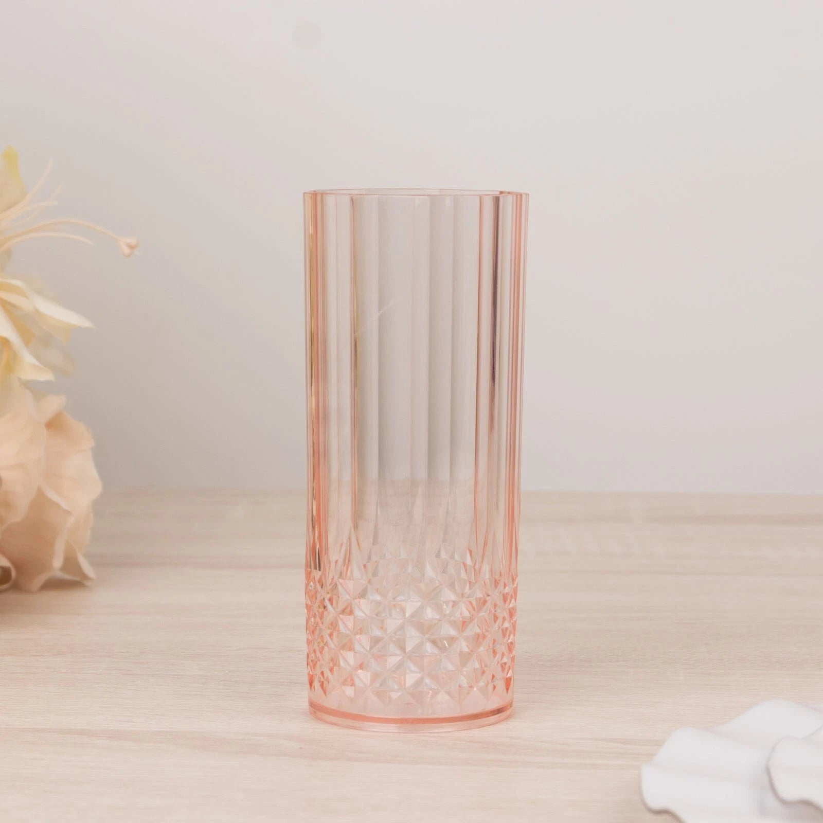 6 Transparent Blush 14 oz Crystal Plastic Drinking Glasses Party Events | eBay
