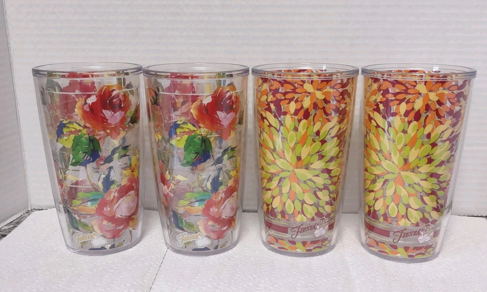 Fiesta Tervis Floral Bouquet/Poppy Calypso 16 Oz Tumbler Cups Set Of 4 *NO lids* | eBay