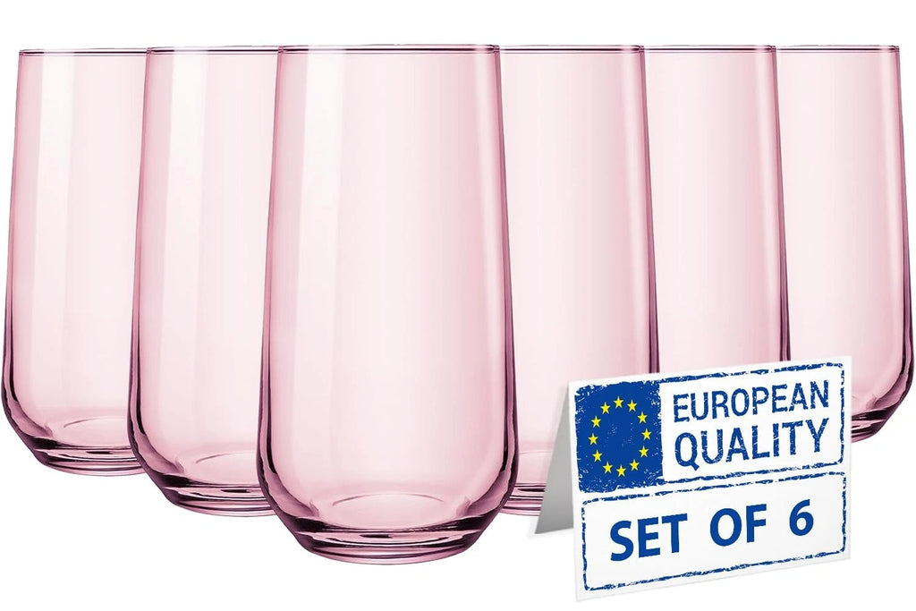 Set of 6 Pink Highball Drinking Glasses 16oz for Cocktails, Juice, Soda, Water | eBay