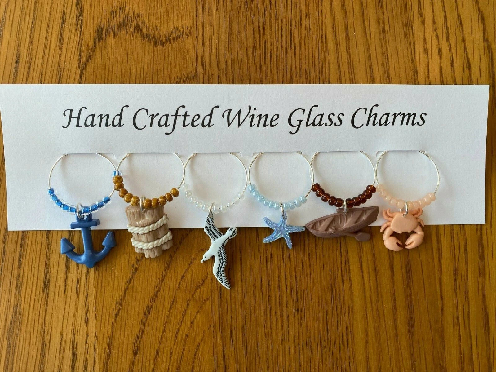 " NAUTICAL''/BEACH SET OF 6 Hand Crafted wine glass drink markers | eBay