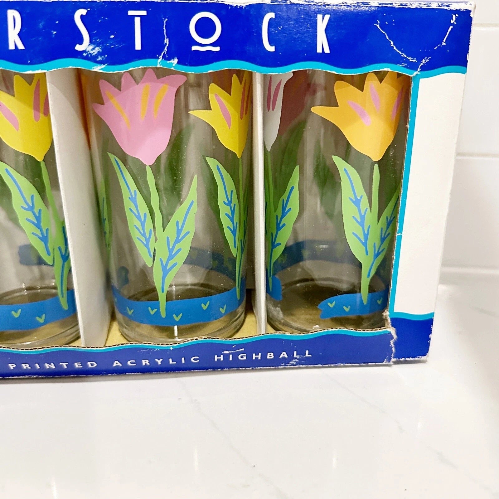 4 Acrylic Drinking Glasses Plastic 19 oz Highball Floral Flowers Summer Picnic | eBay