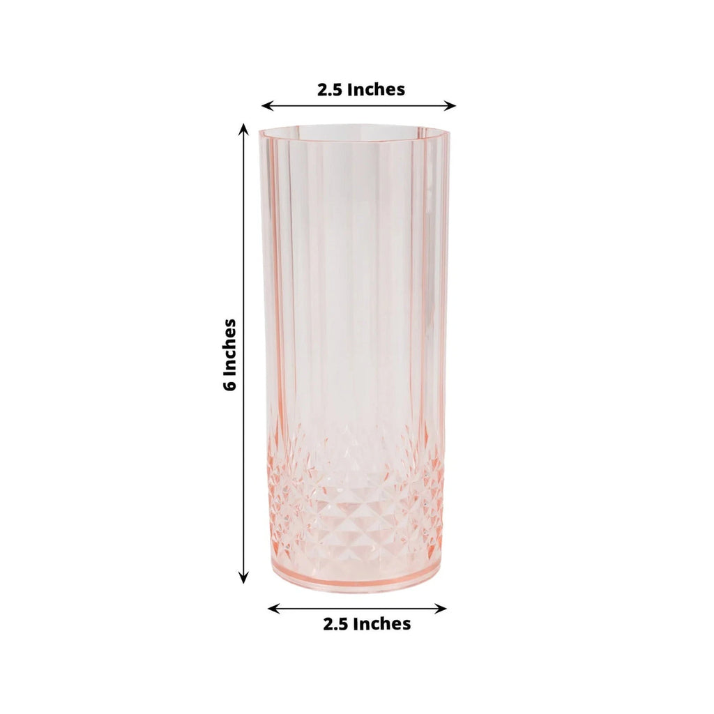 6 Transparent Blush 14 oz Crystal Plastic Drinking Glasses Party Events | eBay