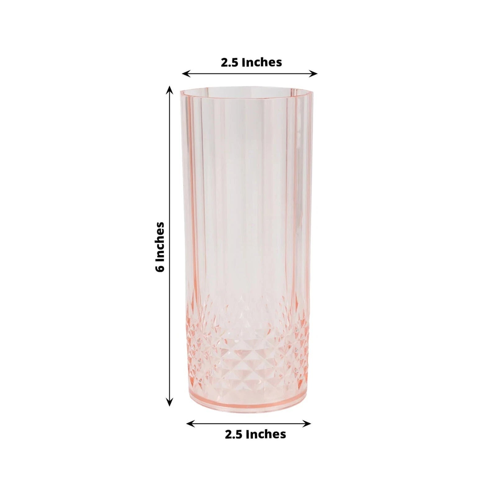 6 Transparent Blush 14 oz Crystal Plastic Drinking Glasses Party Events | eBay