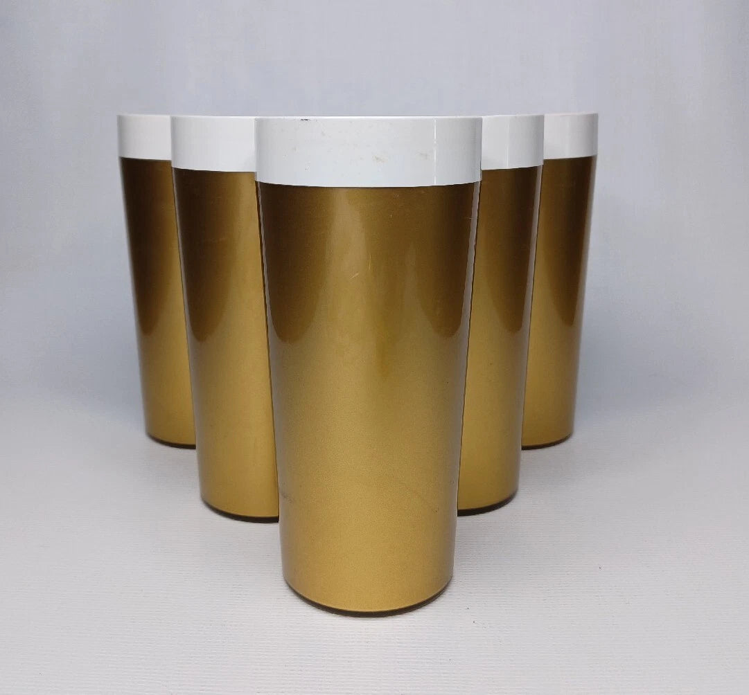 Set Of 6 Gold Plastic Tumblers Drinking Cups Made In USA | eBay