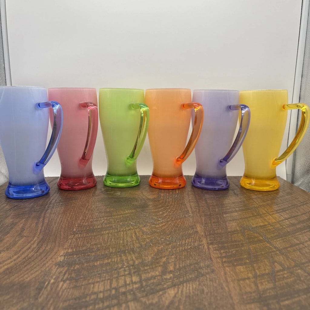 Six 7” Colorful 20 ounce drinking mugs Well made plastic looks like glass | eBay