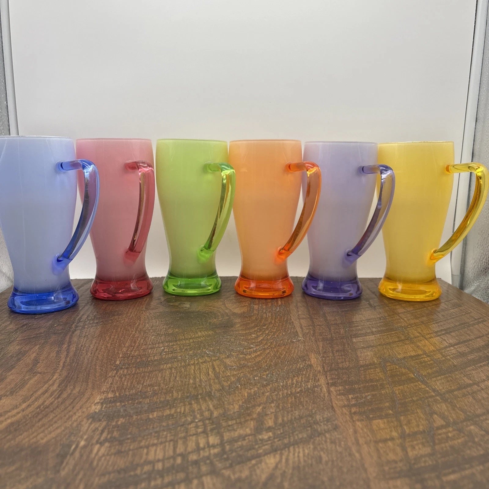 Six 7” Colorful 20 ounce drinking mugs Well made plastic looks like glass | eBay