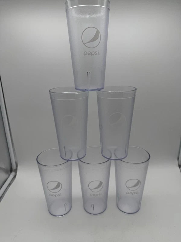 Brand New Set of 6 Pepsi Cola Restaurant Clear Plastic Tumblers 16 Oz Impact | eBay