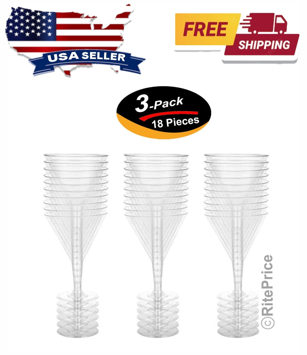 18 PCS Plastic Martini Glasses Crystal Clear Disposable Party Glass Set (3 Pack) | eBay