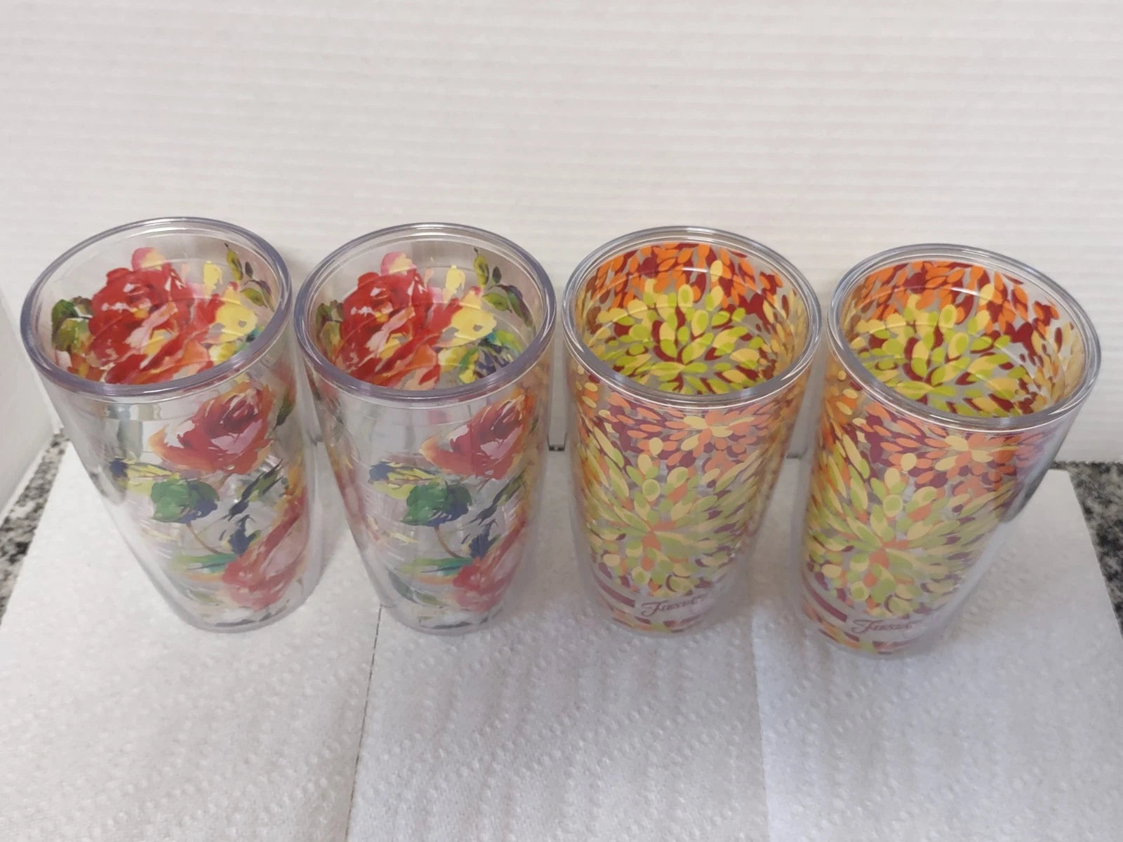 Fiesta Tervis Floral Bouquet/Poppy Calypso 16 Oz Tumbler Cups Set Of 4 *NO lids* | eBay