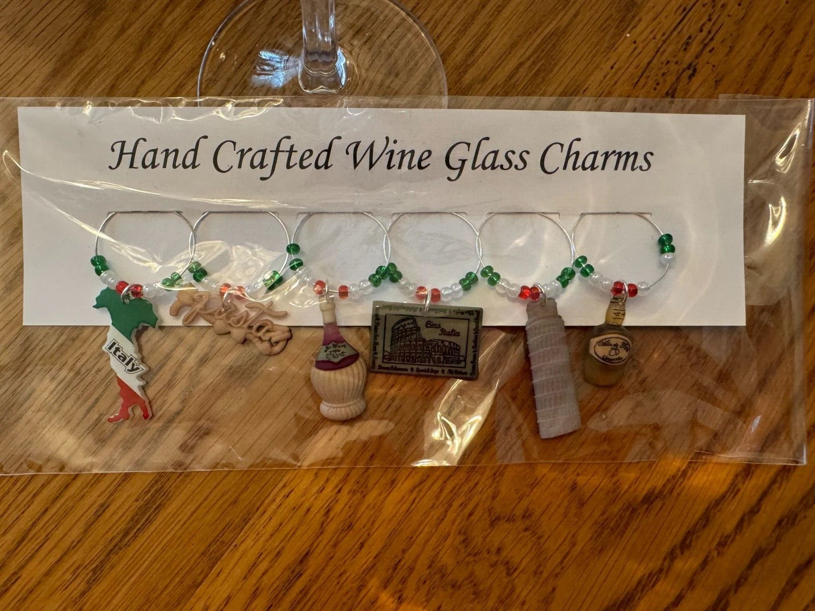 "ITALY,ITALIAN SET OF 6 HAND CRAFTED Wine glass drink marker Charms | eBay