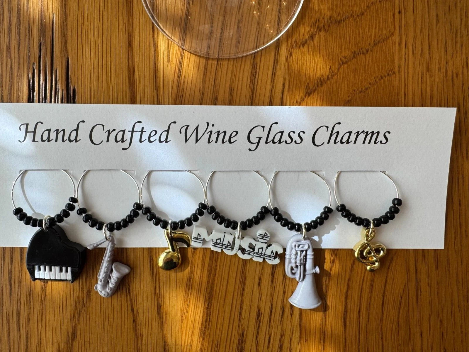"MUSIC'' SET OF 6 HAND CRAFTED wine glass drink markers | eBay