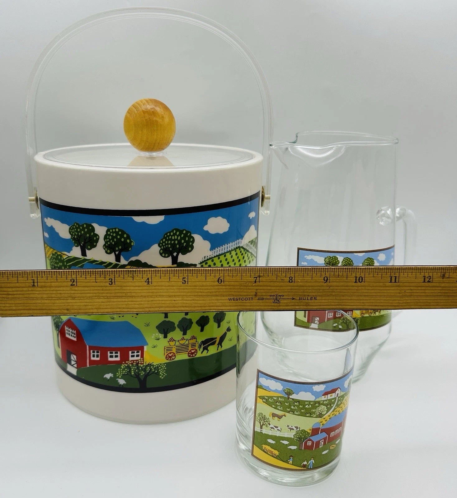 Rare Set Of Christine Graf Drinking Glasses Pitcher & Ice Bucket Cottage Decor | eBay
