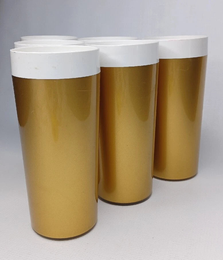 Set Of 6 Gold Plastic Tumblers Drinking Cups Made In USA | eBay