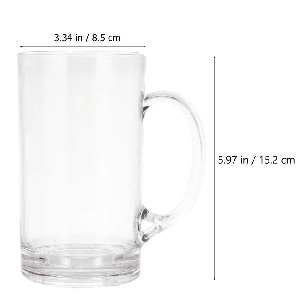 Set of 2 Transparent Beer Mug Tall Drinking Glasses with Handles Cup Clear Mugs | eBay