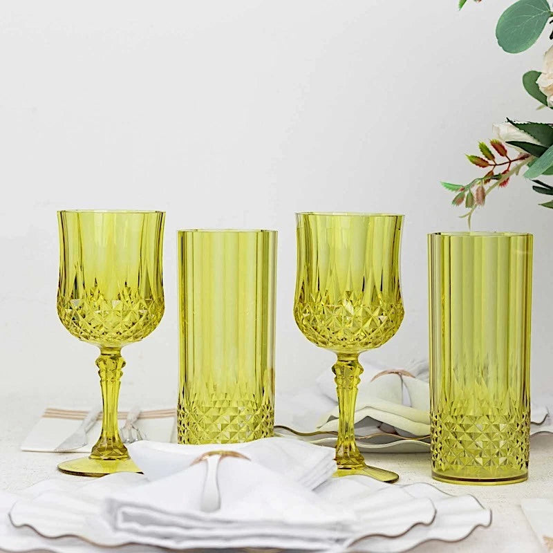 6 Green 14 oz Crystal Plastic Drinking Glasses Party Events Tableware Supplies | eBay