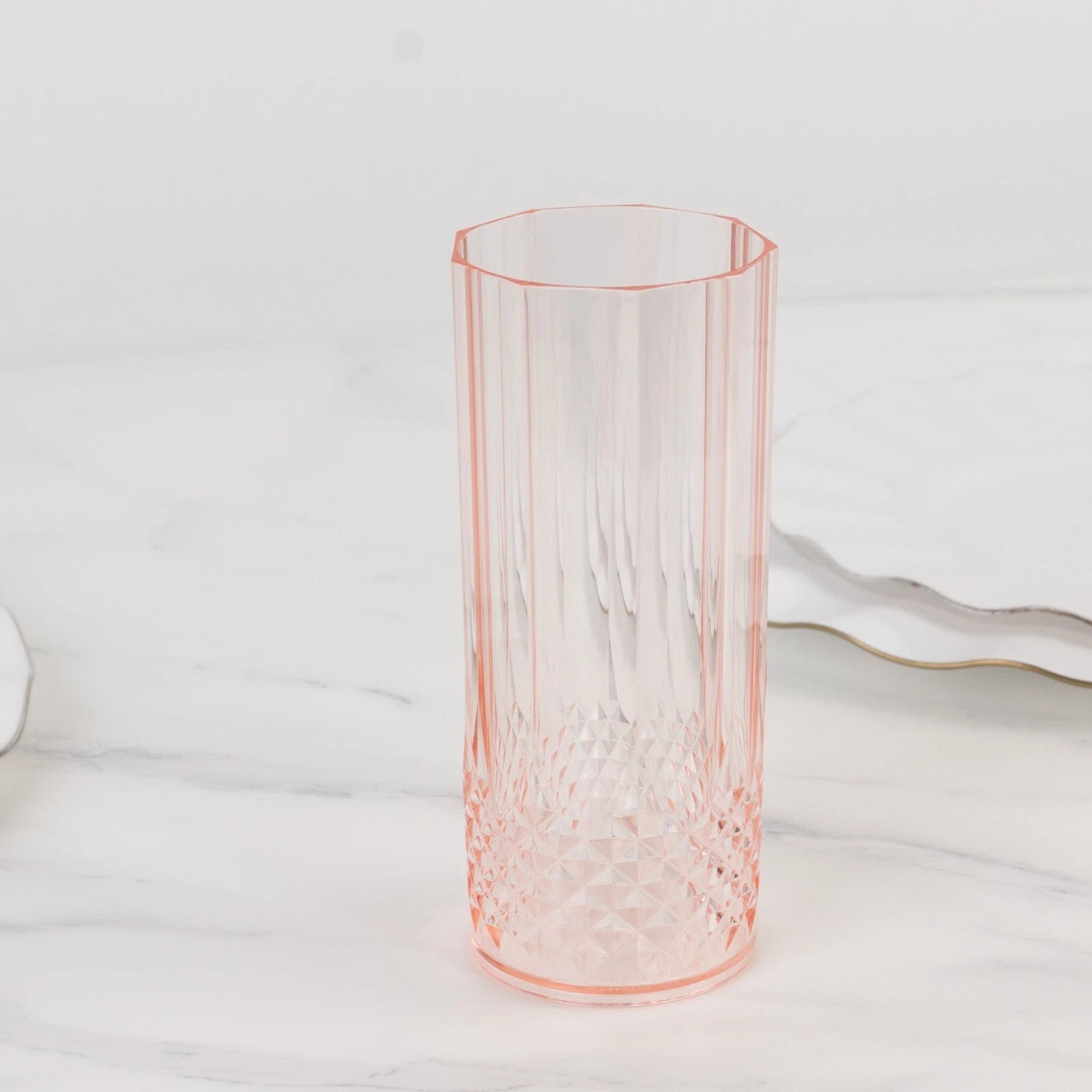 6 Transparent Blush 14 oz Crystal Plastic Drinking Glasses Party Events | eBay