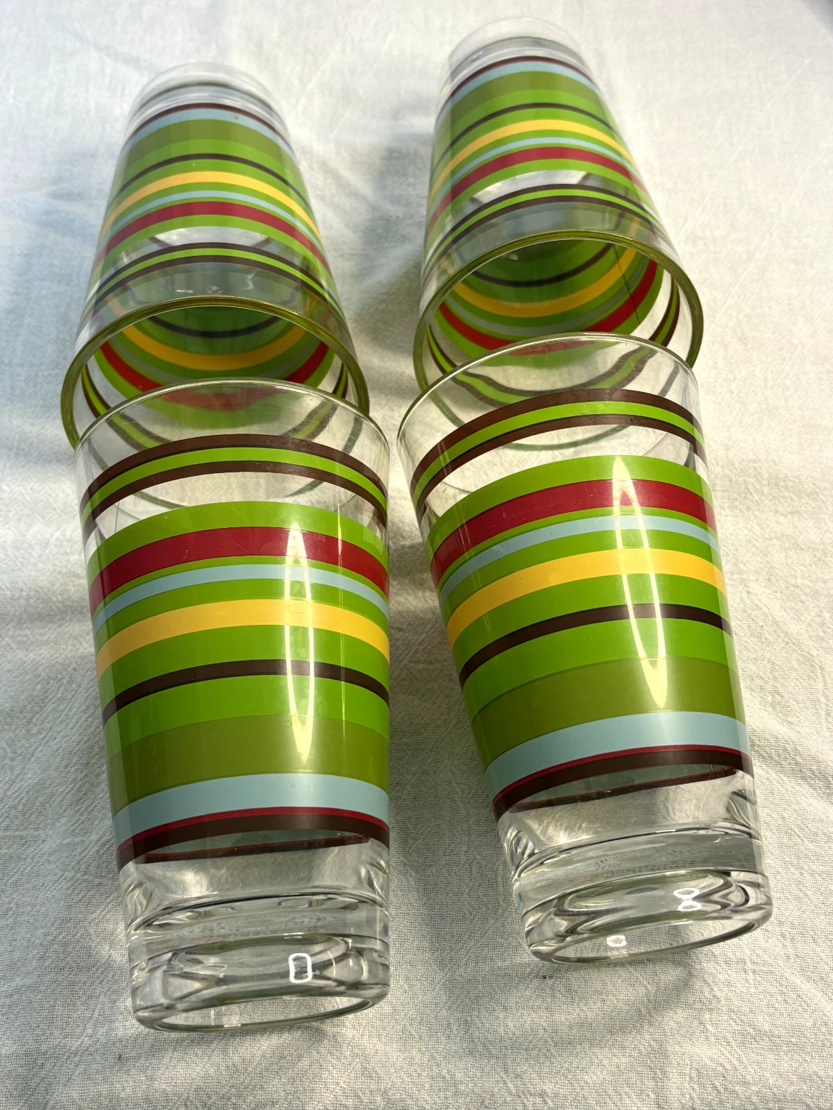 4 VINTAGE MID CENTURY MODERN STRIPED COLORFUL PLASTIC 6" TALL DRINKING GLASSES | eBay