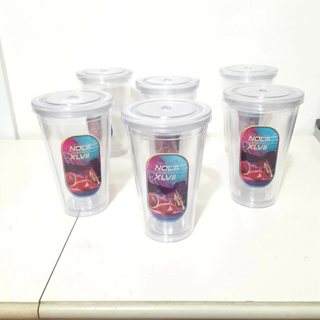 Set of 6 SUPER BOWL XLVII Hot & Cold Insulated 18 oz Plastic Drinking Glasses | eBay