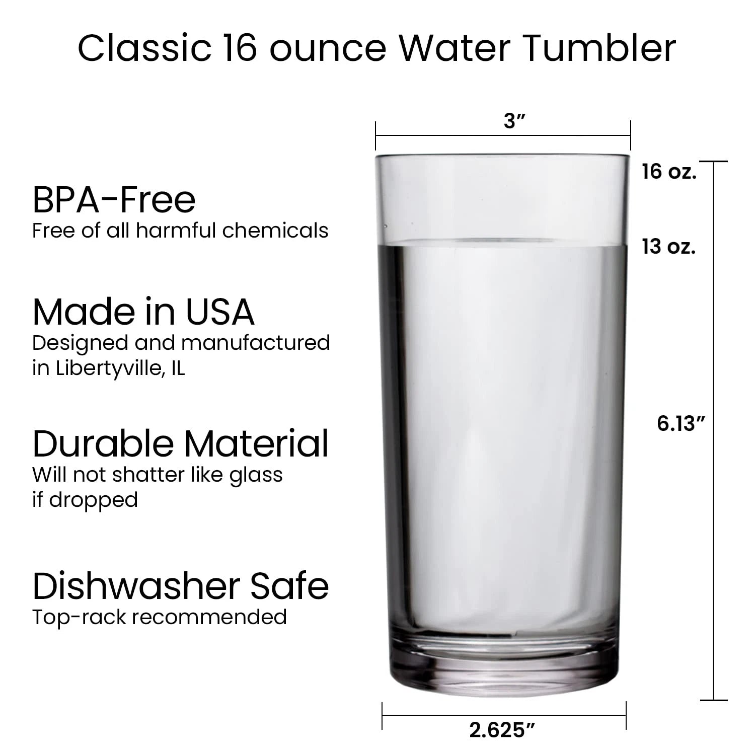 Set of 6 Clear Plastic 16oz Reusable Drinking Cups BPA-Free Tumblers USA Made | eBay
