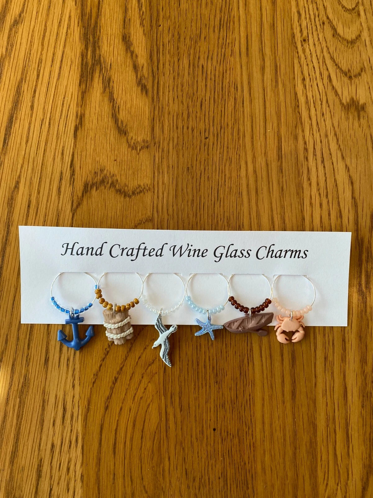 " NAUTICAL''/BEACH SET OF 6 Hand Crafted wine glass drink markers | eBay