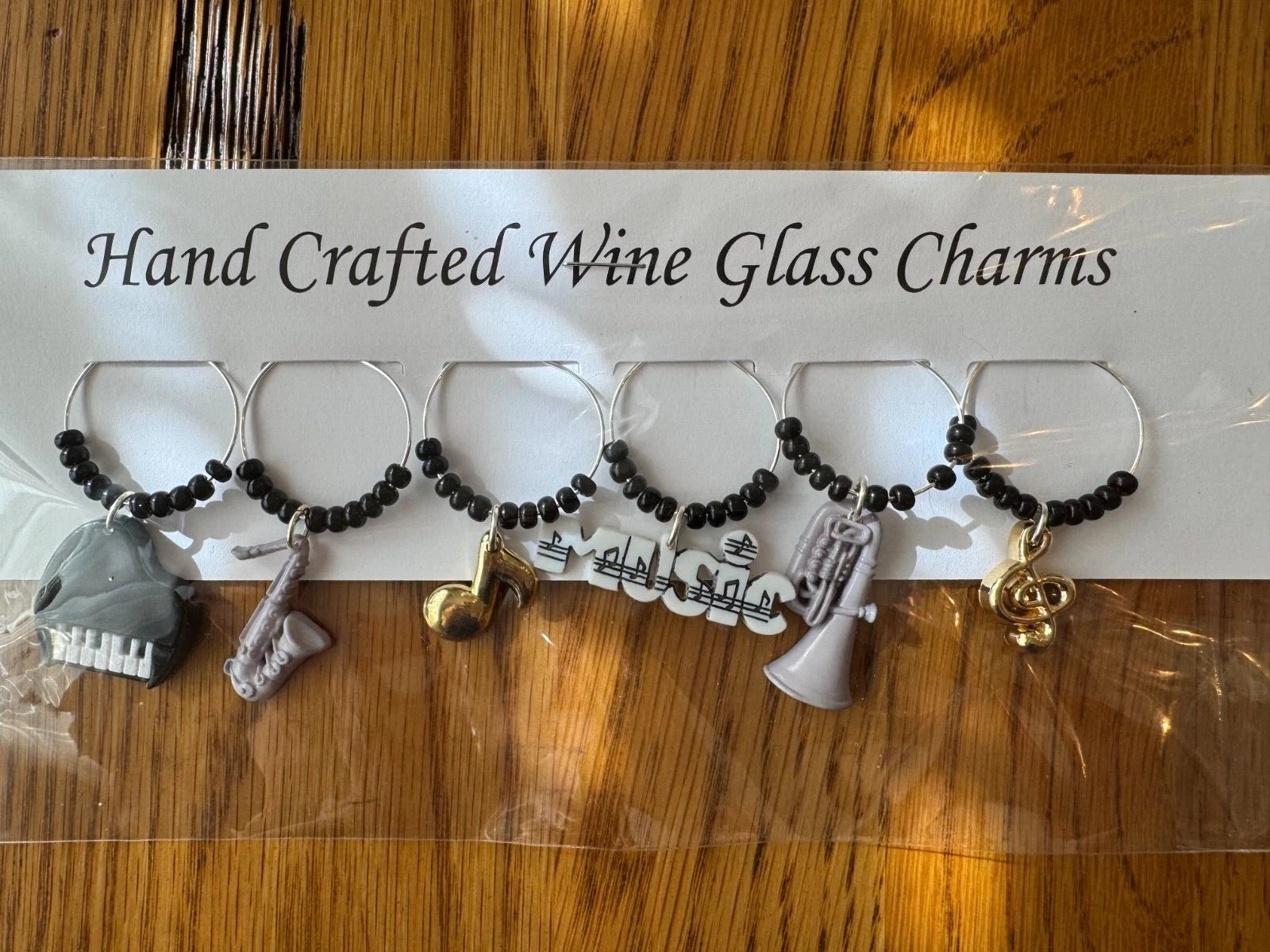 "MUSIC'' SET OF 6 HAND CRAFTED wine glass drink markers | eBay