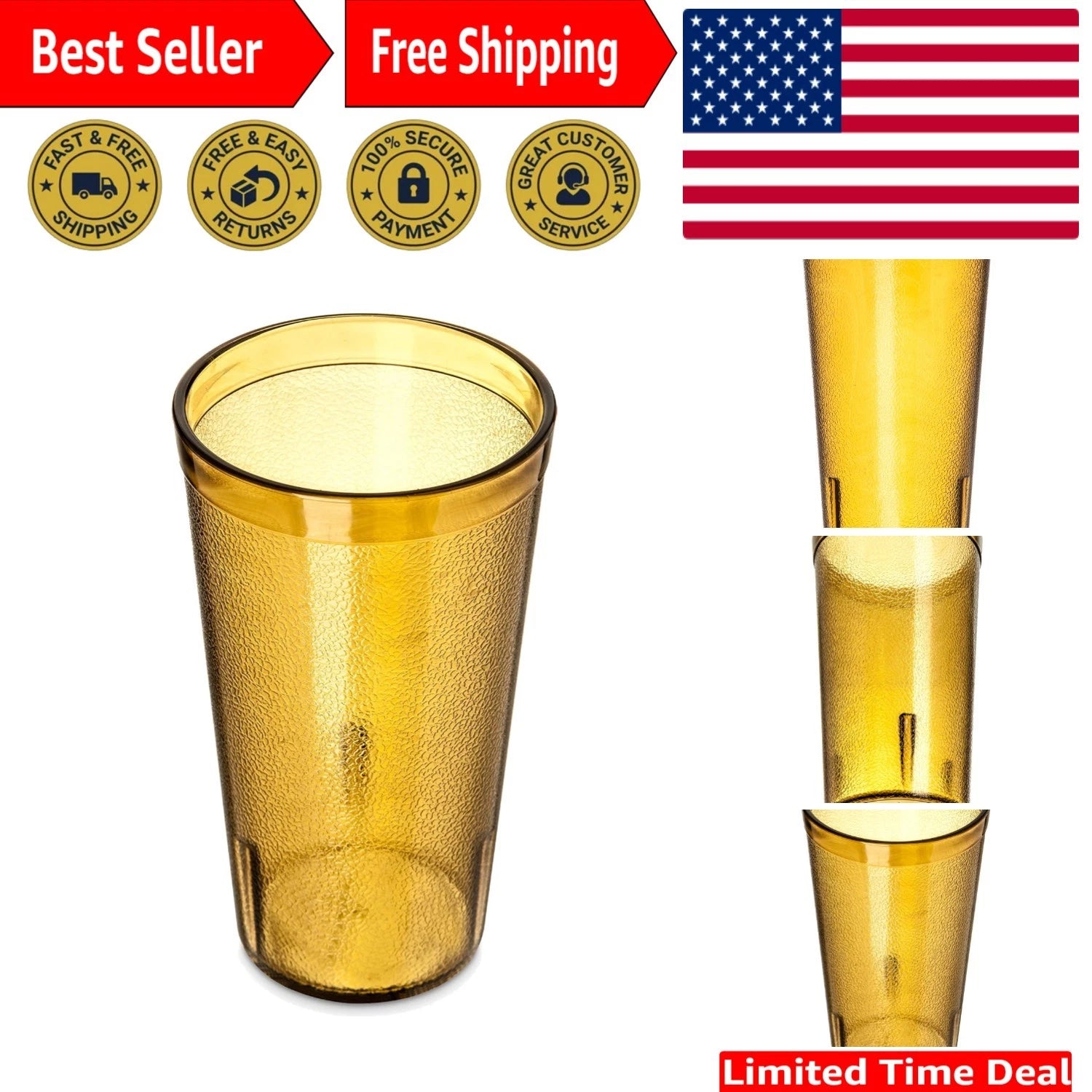 16 oz Stackable Amber Plastic Tumblers - Durable, BPA-Free & Shatter-Resistant | eBay