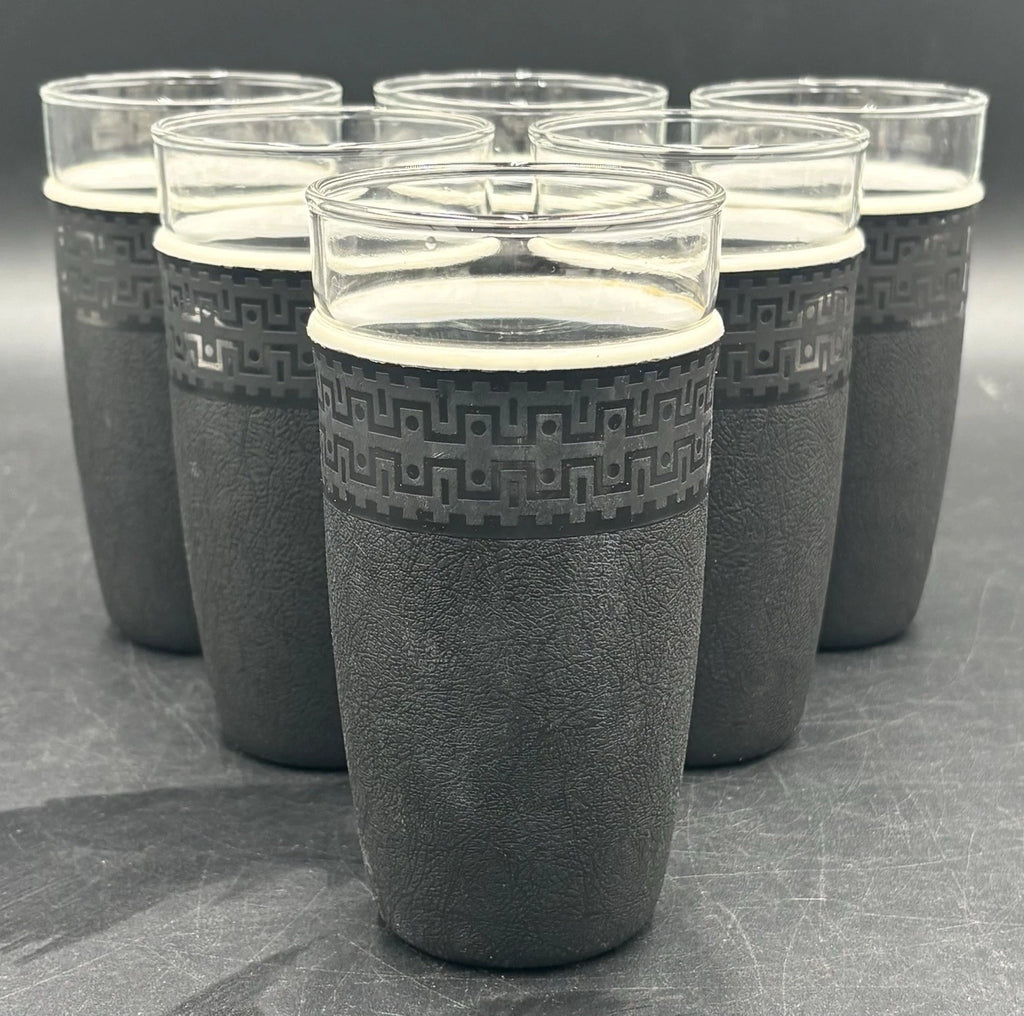 Vtg MCM Nile Cryst-O-Thermo Black Drink Glass Plastic Tumbler Cups Set Of 6 | eBay
