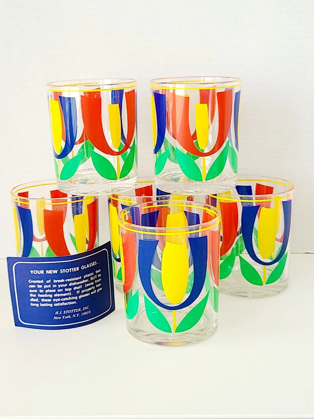 Vintage HJ STOTTER Plastic Glasses 97-54 Modern Tulip Rock Patio Cups Set of 6 | eBay