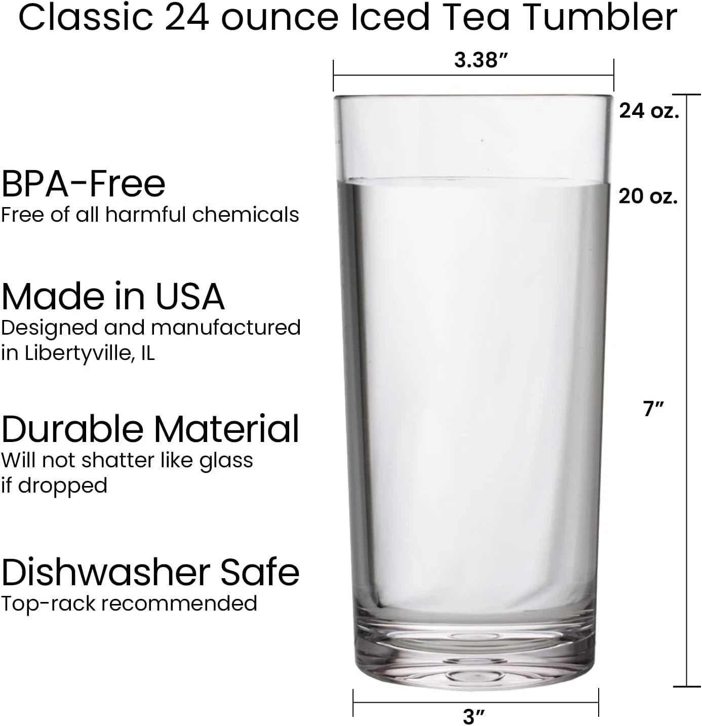 Premium Plastic Iced Tea Glasses Set | Dishwasher-Safe Tumblers 24oz - Pack of 6 | eBay
