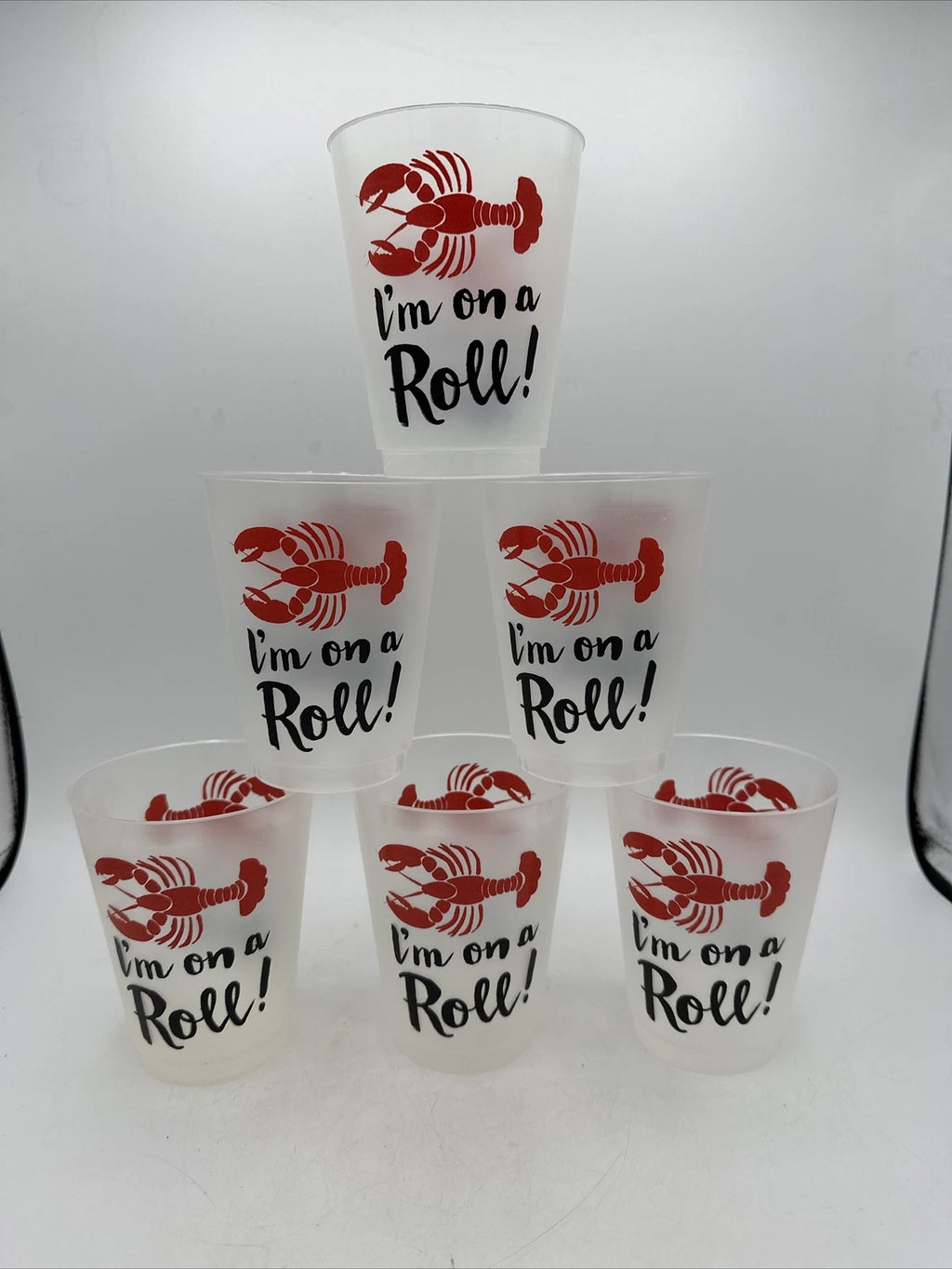 Plastic Lobster 6 Drinking Cups Glasses Reusable I’m On A Roll! | eBay