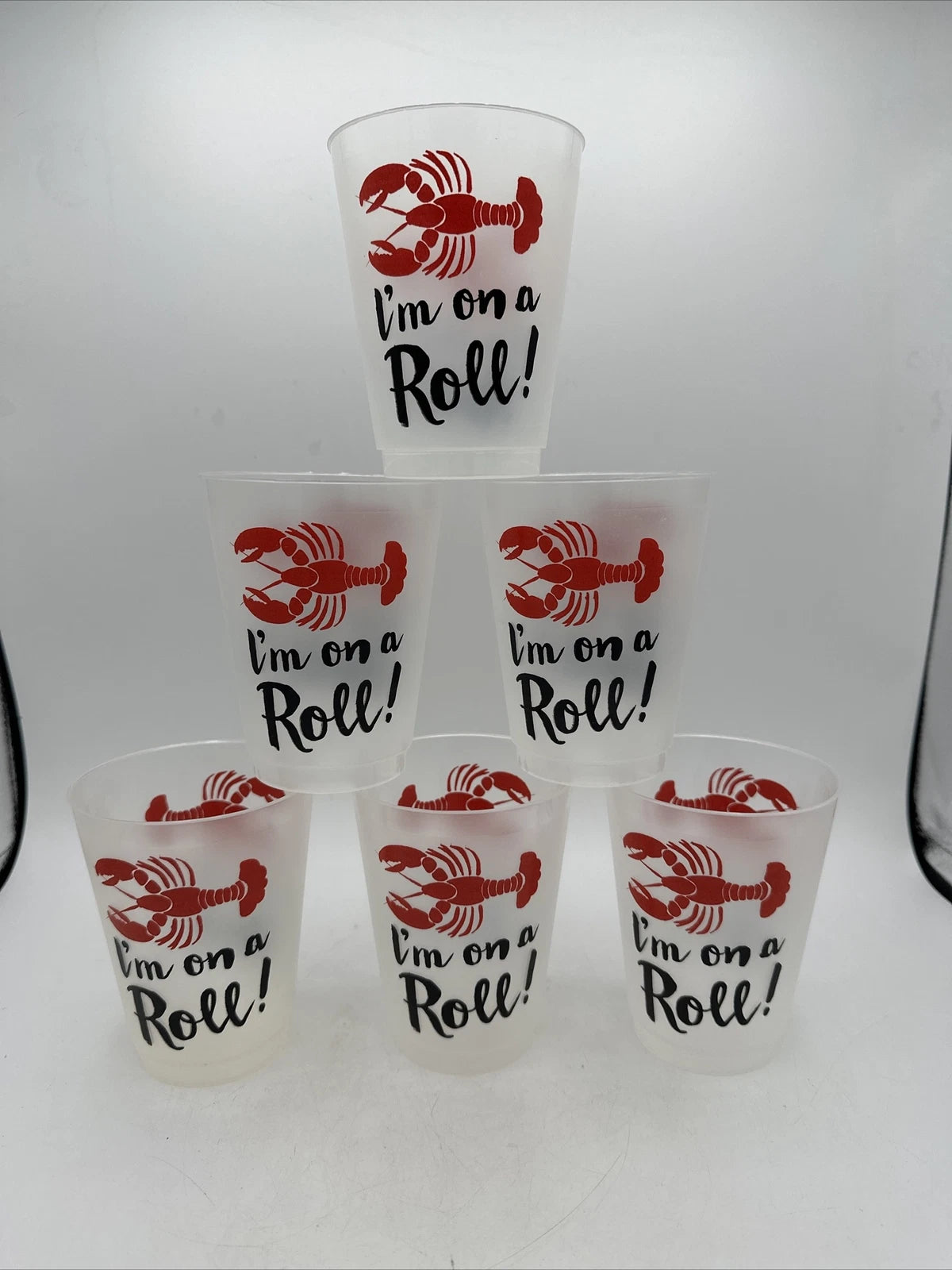 Plastic Lobster 6 Drinking Cups Glasses Reusable I’m On A Roll! | eBay