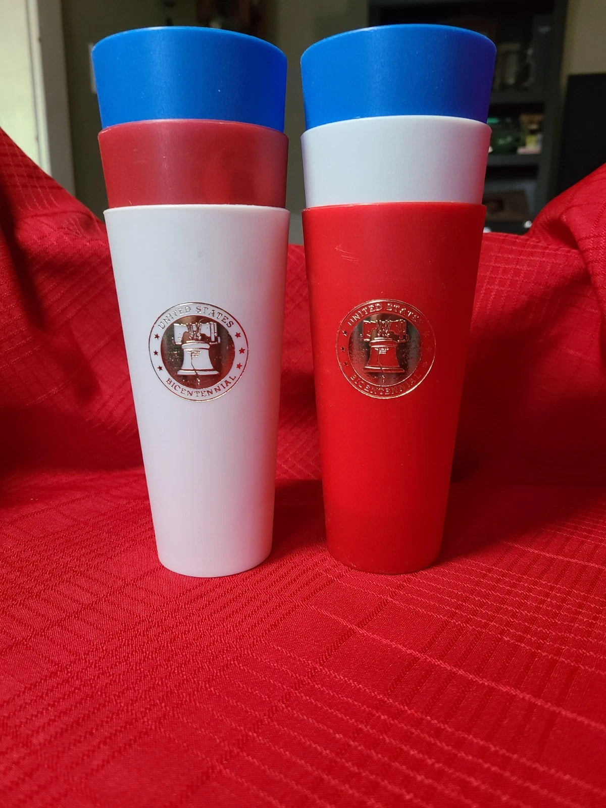 Vintage Set Of 6 Red White & Blue USA Bicentennial Plastic Tumbler Drinking Cups | eBay