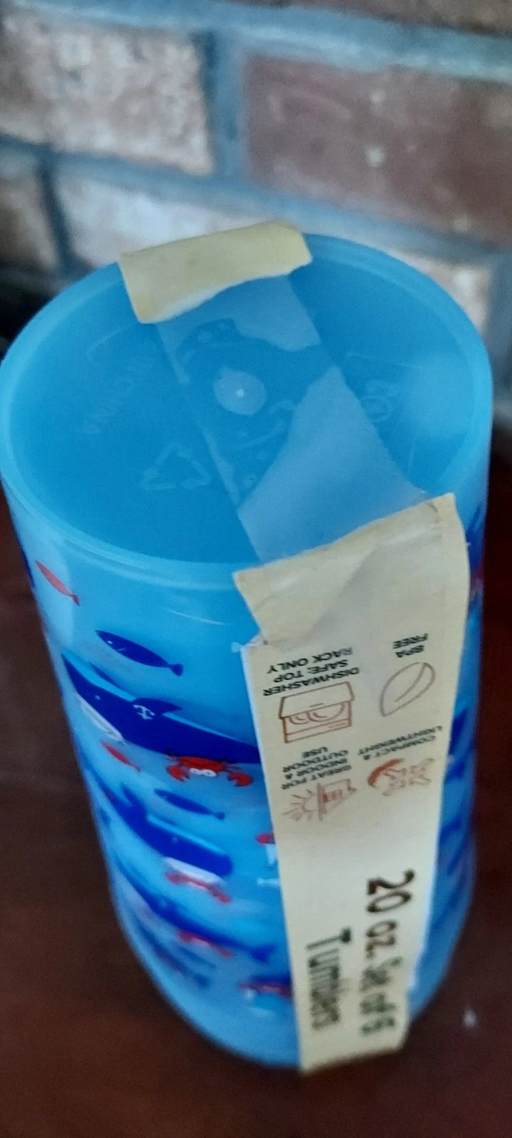 Plastic 20 Oz Drinking Glass Tumbler Set Blue Whales Boats Fish Crabs Ocean 6 | eBay