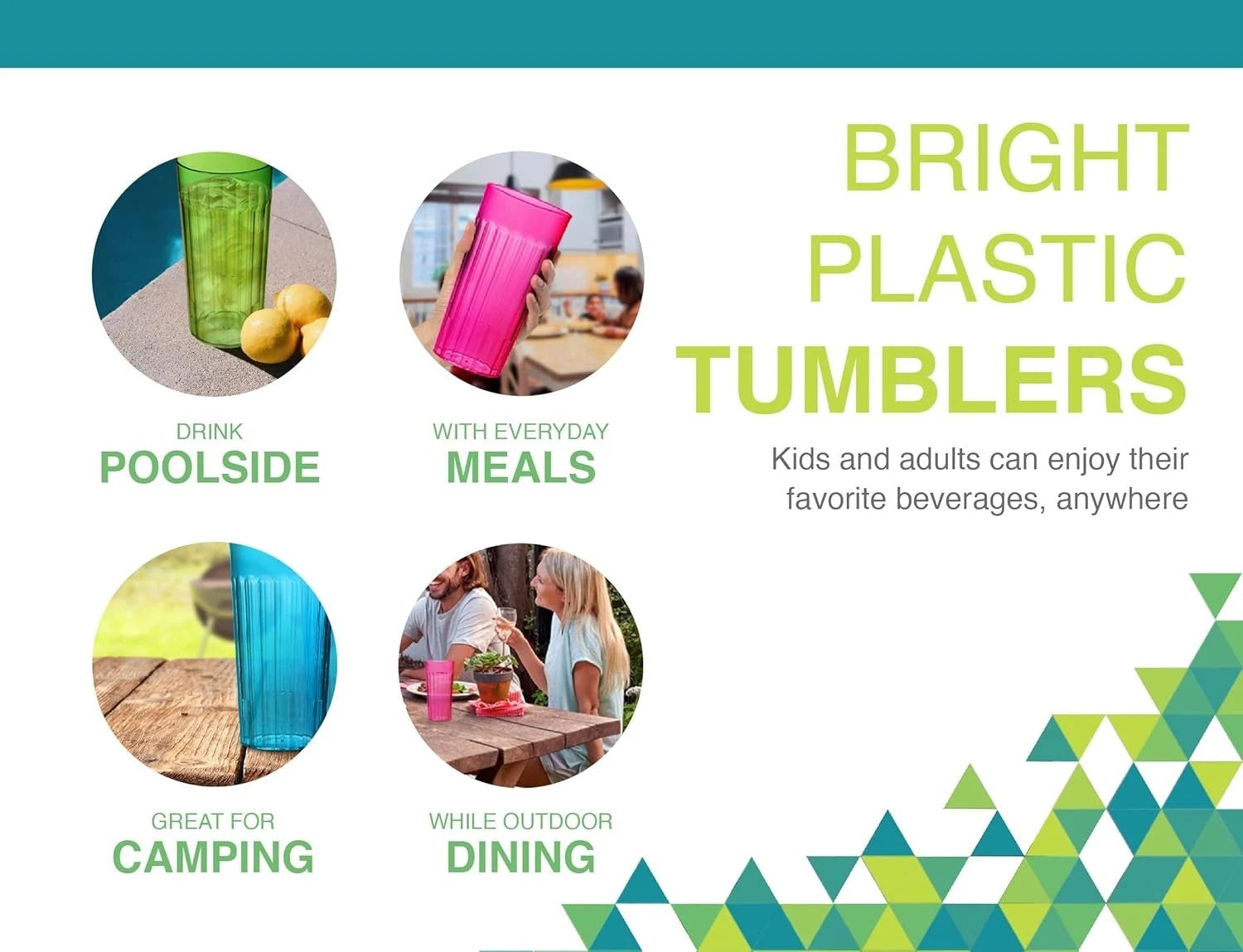 Bright 30oz BPA Free Tumblers - Set of 6 Colorful Plastic Glasses for All Ages | eBay