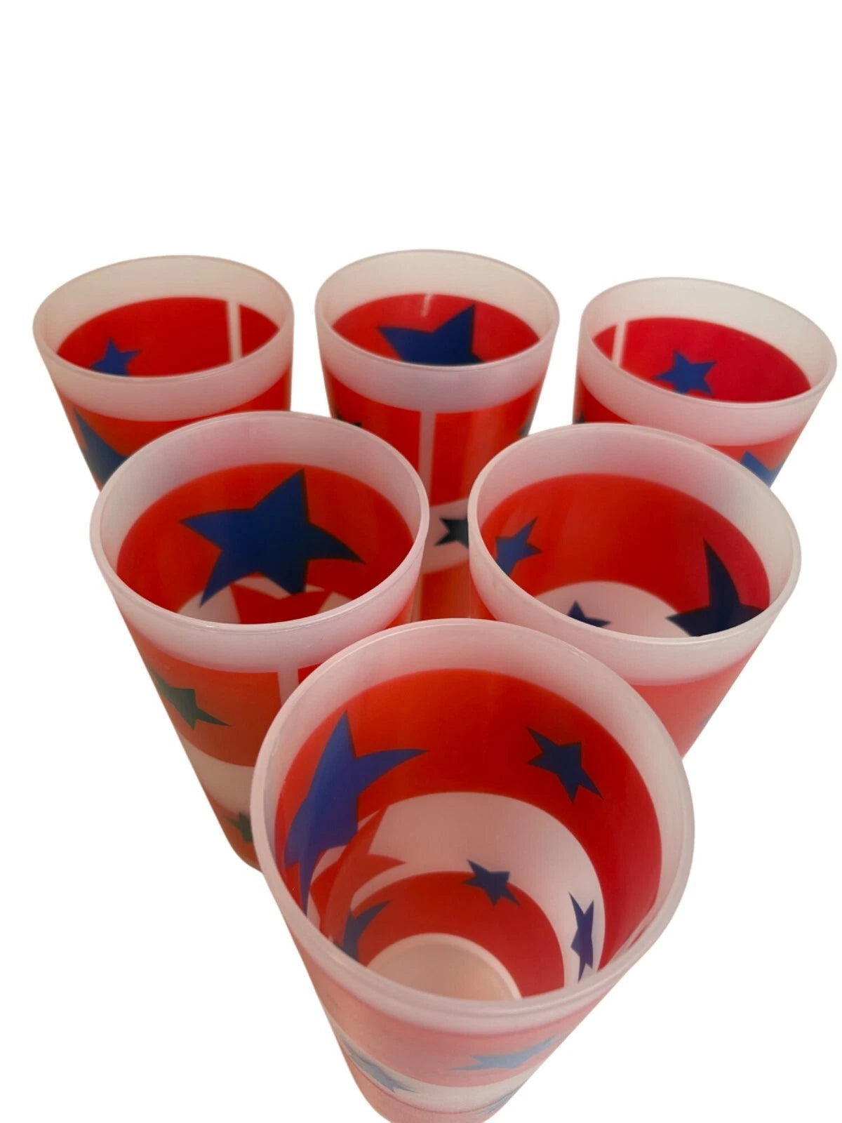 Set Of 6 Vintage Patriotic Star Plastic 6” Tall Tumblers Red Blue Americana | eBay