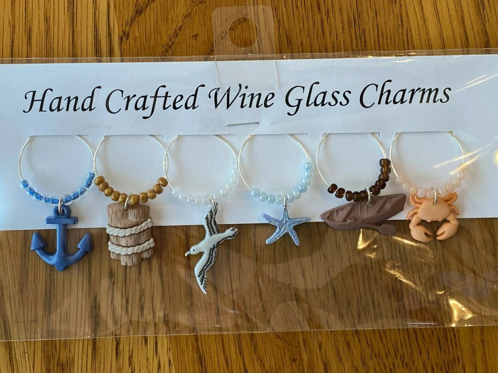 " NAUTICAL''/BEACH SET OF 6 Hand Crafted wine glass drink markers | eBay