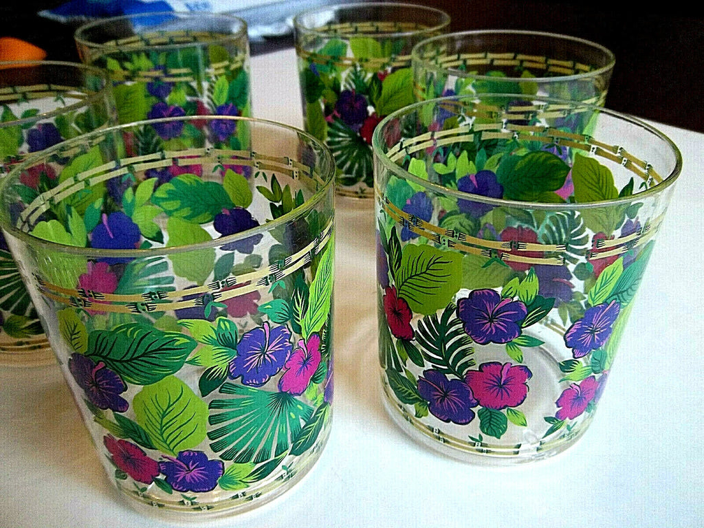 Set of 6 Floral Old Fashioned Acrylic Drinking Glasses 12 oz. *Please Read* | eBay