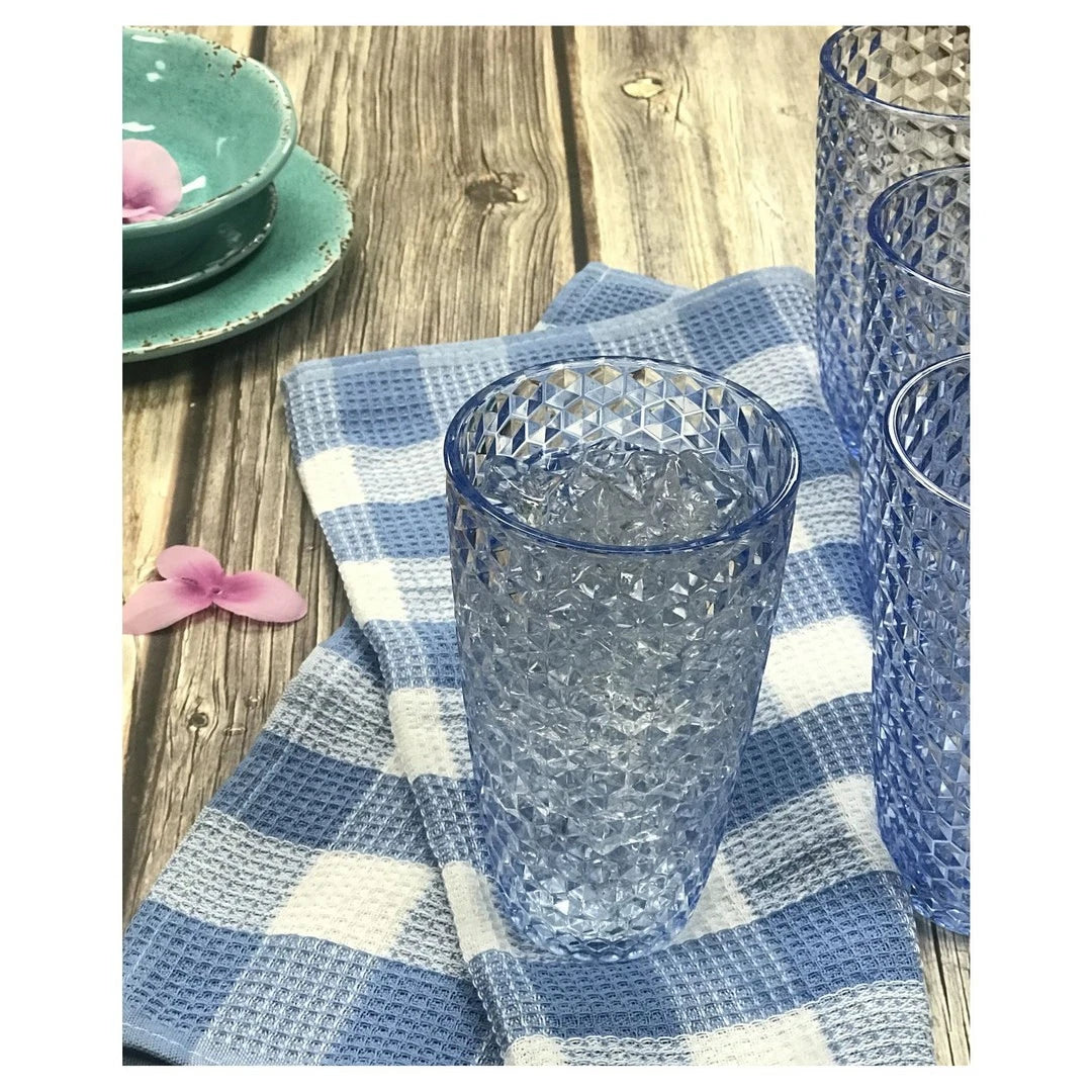 Diamond Cut Acrylic Glasses Drinking Set of 4 (19oz),Plastic Drinking Glasses,B- | eBay