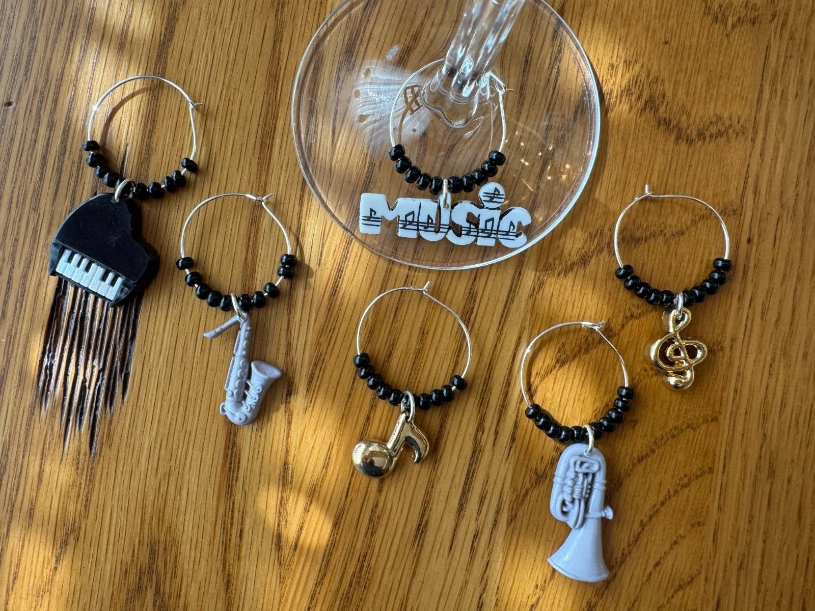 "MUSIC'' SET OF 6 HAND CRAFTED wine glass drink markers | eBay