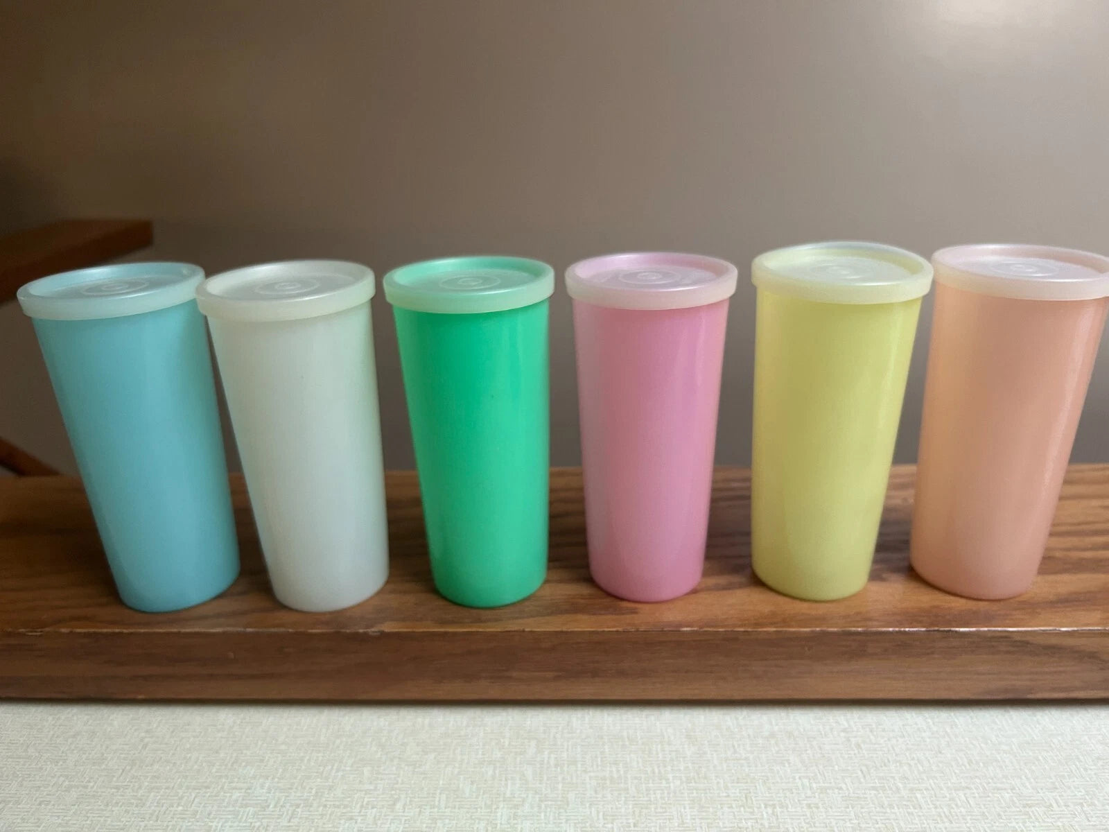 VTG TUPPERWARE TUMBLERS, DRINKING GLASSES SET OF 6 W/ LIDS 12 OZ. PASTEL #115 | eBay