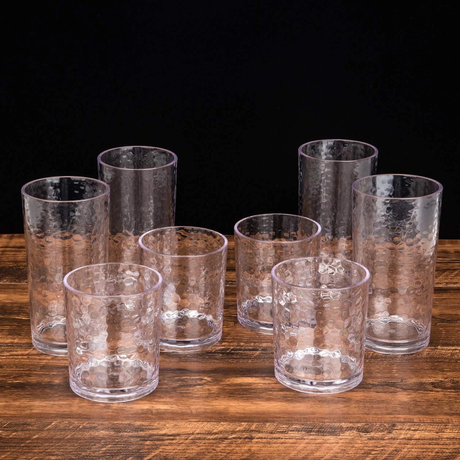20-ounce Acrylic Glasses Plastic Tumbler, set of 6 Clear - Hammered Style, Di... | eBay