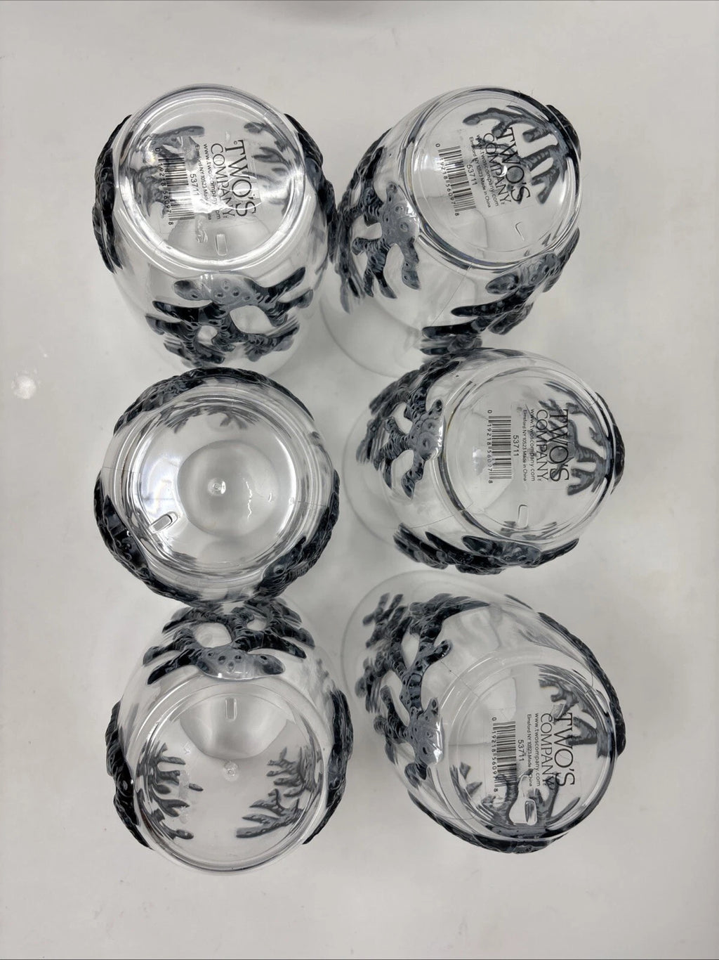 6 Coastal Nautical Beach Coral Blue Acrylic Hiball Glasses NWT Two's Company | eBay