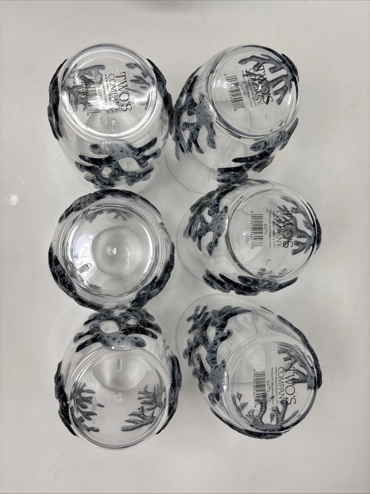 6 Coastal Nautical Beach Coral Blue Acrylic Hiball Glasses NWT Two's Company | eBay