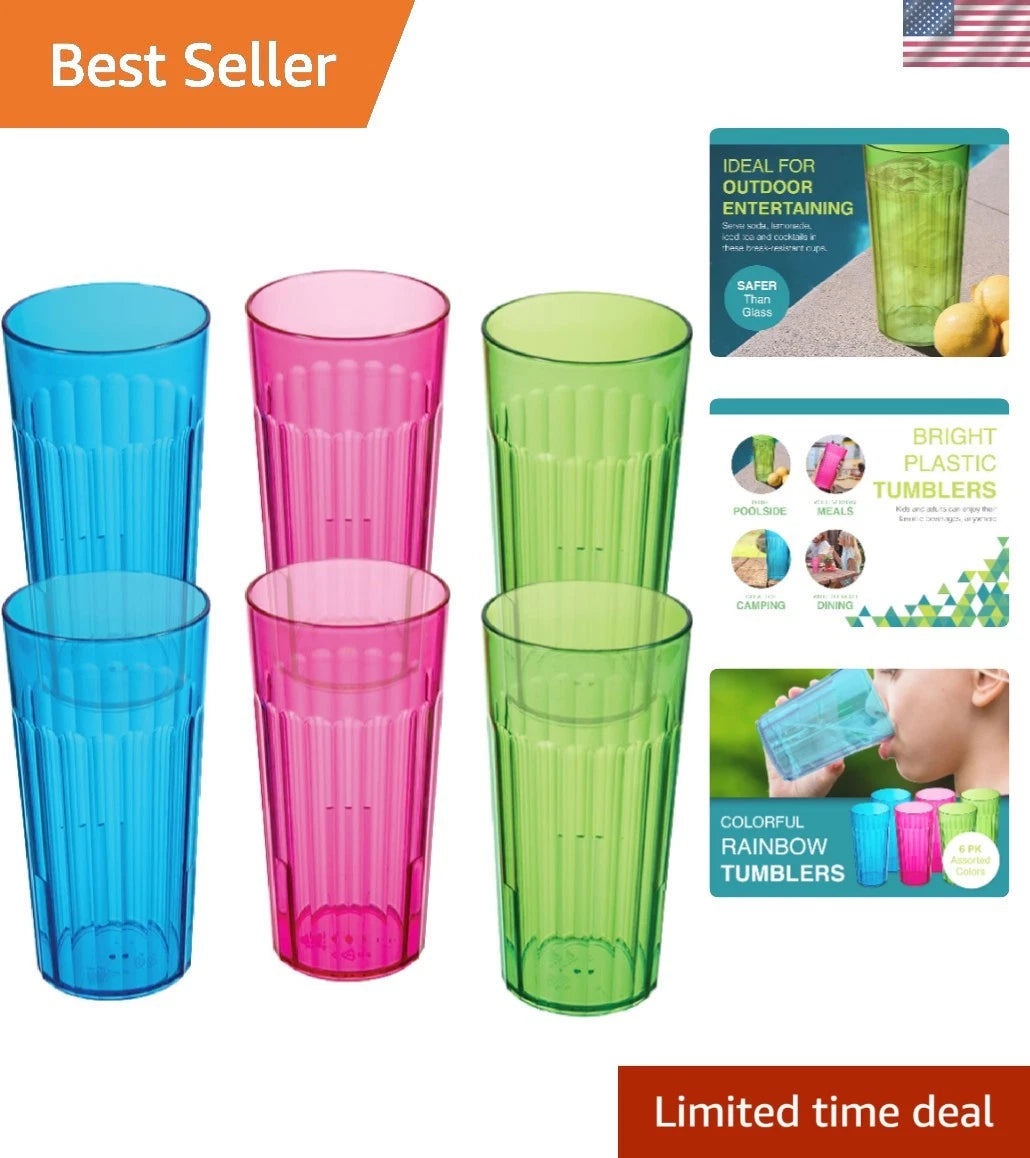 Bright 30oz BPA Free Tumblers - Set of 6 Colorful Plastic Glasses for All Ages | eBay
