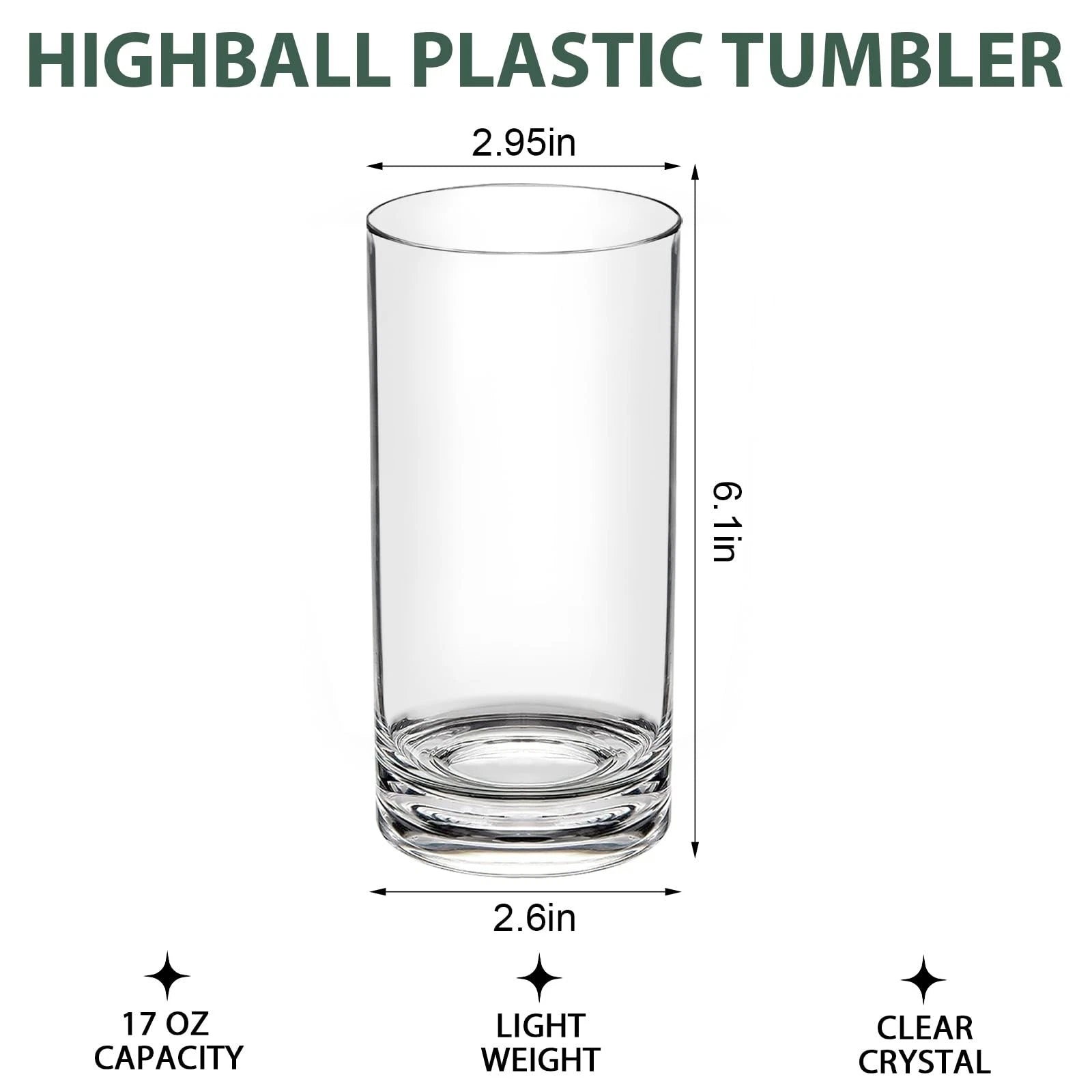 17 Oz Plastic Tumblers Set of 12, Clear Plastic Drinking Glasses, Plastic Cup... | eBay