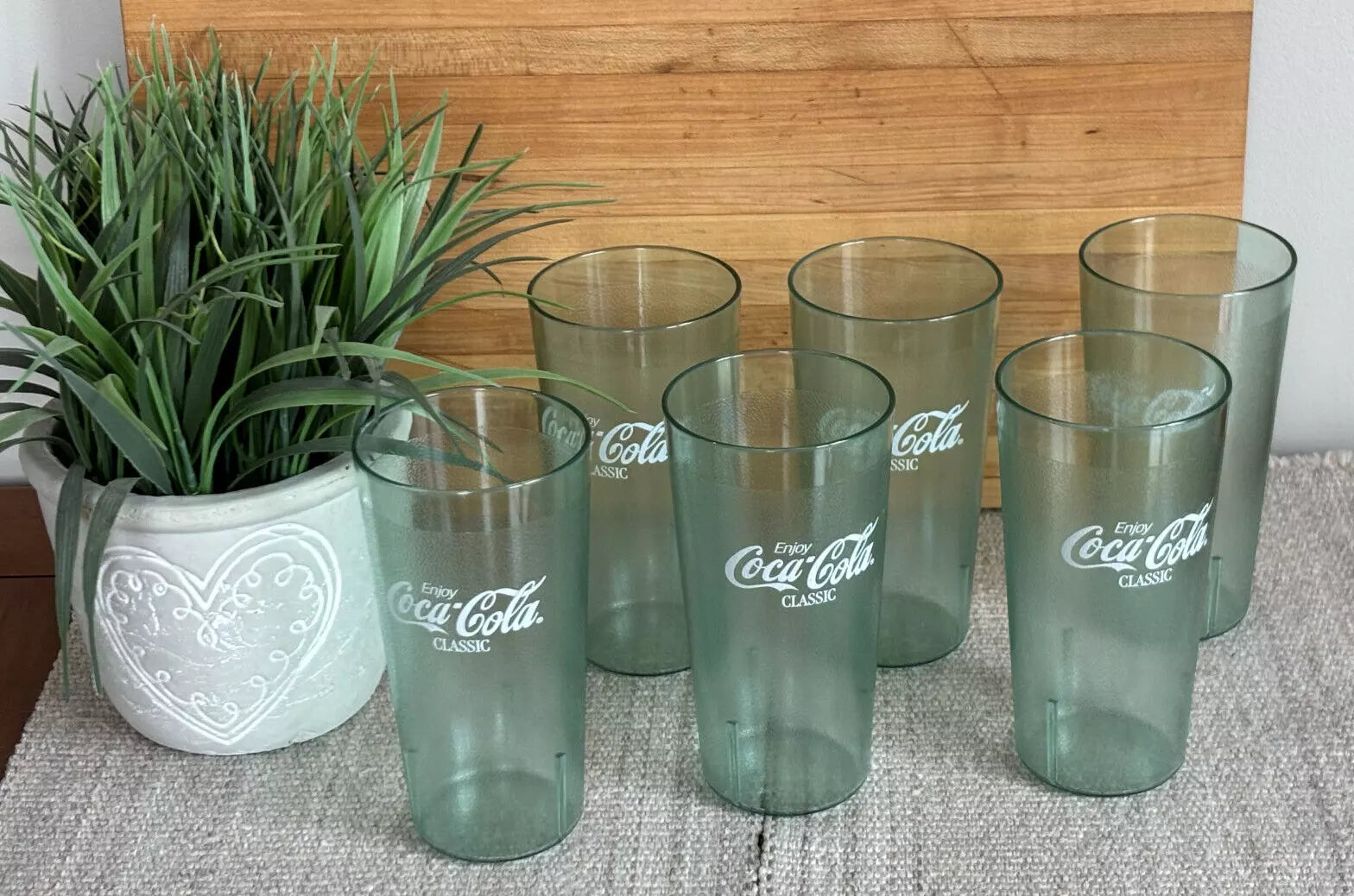 New Coca-Cola 24 Oz Green / Jade Plastic Tumbler Cups, USA, Set of 6, Coke | eBay