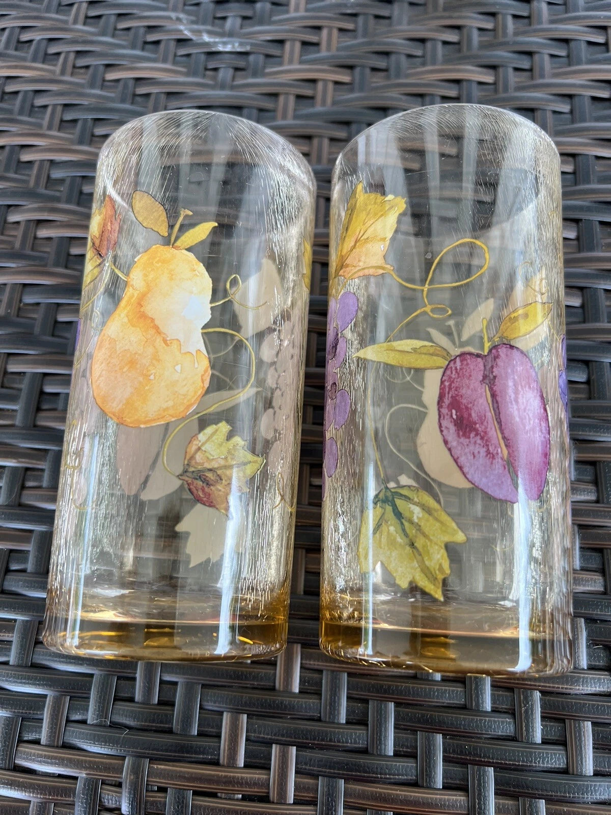 Amber Acrylic Fruited Drinking Glasses Set Of 6 Vintage 18 Ounce Each | eBay